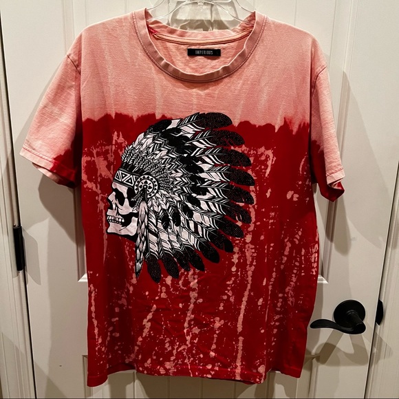Imperious Flocking Design 100% Cotton  T-Shirt Indian Chief Tie Dye - Picture 2 of 9